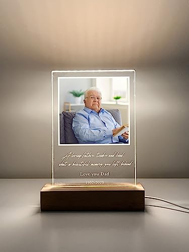 Custom Personalized Photo LED Picture Frame Sympathy Memorial In Loving Memory of Loved One Heaven Bereavement Remembrance Condolence Gifts for Loss of Mother Father Grandmother Grandfather Mom Dad
