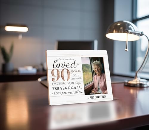 90th Birthday Gifts for Women Men，You Have Been Loved for 90 Years Picture Frame,90 Years Old Gift for Grandma Grandpa Mom Dad Photo Frames - color: 90th