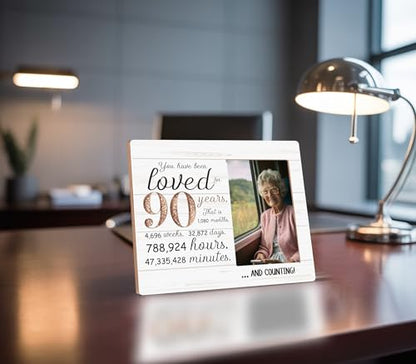 90th Birthday Gifts for Women Men，You Have Been Loved for 90 Years Picture Frame,90 Years Old Gift for Grandma Grandpa Mom Dad Photo Frames - color: 90th