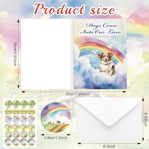 Geyoga 36 Set Pet Sympathy Card with Envelope Bulk, Rainbow - color: Rainbow
