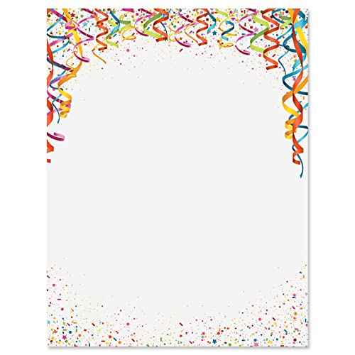 Current Celebration Confetti Letter Paper - Birthday Stationery Papers With Decorative Border Designs, Printable Holiday, Wedding, & Party Invitation Letterhead Sheets, Set of 25, 8 1/2" x 11" - color: Celebration Confetti Birthday