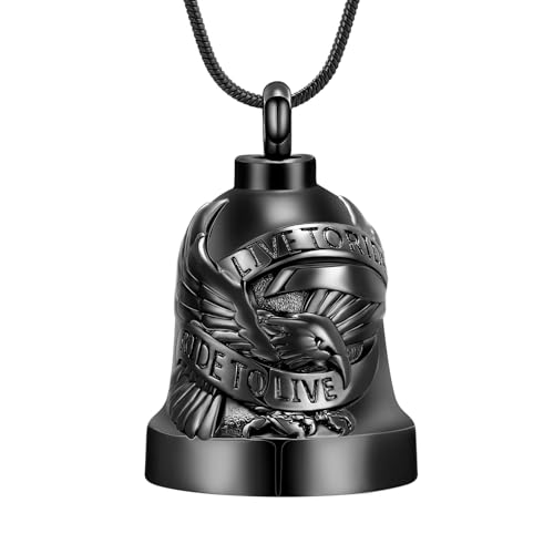 Eagle Love Cremation Keychain Bell Urn Necklaces for Ashes Keepsake Ash Pendant Memorial Urn Keychain Jewelry - color: A-black