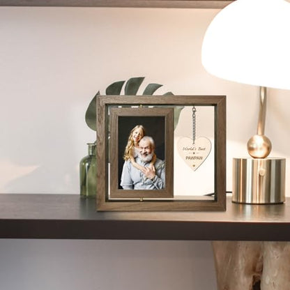 EYITUPC Rotating Wood Pawpaw Picture Frame Gift for Birthday | 4x6 Double Photo Frame, Thoughtful Pawpaw Gifts for Father's Day Christmas - color: World's Best Pawpaw