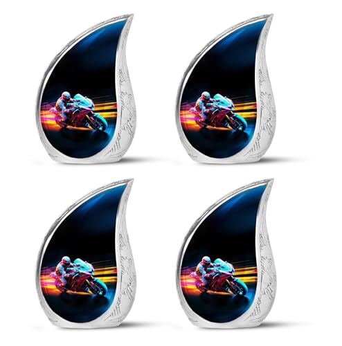 Speed Light Racer Bike - Keepsake Urns for Ashes - Cremation Urns - 3 Inch - Pack of 4 - Urns for Ashes Adult Male & Female - Small Urns for Ashes - Human Urns for Ashes - Miniature Urns - size: Keepsake-4