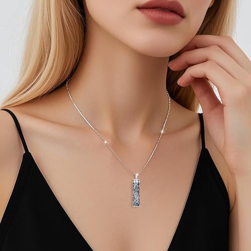 925 Sterling Silver Urn Necklaces for Women Claddagh/Angel Wings/Guitar/Butterfly/Tree of Life Ashes Memorial for Loss Keepsake Jewelry Present Easter Day of the Dead - style: Rose Flower