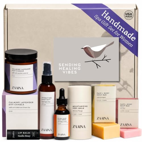 Healing Vibes Spa Git Set, Sympathy Gift Baskets, Self Care Gifts for Women, Condolences Gift Basket, Grief Grieving Gifts, Relaxing Bath & Body Gift Set by ZAAINA