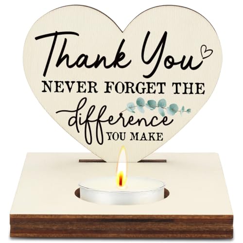 Christmas Thank You Friends Gifts, Never Forget The Difference You Make Quote, Appreciation Gift for Teachers Nurses Friends Bestie, Friendship Christmas Keepsake Candlestick Holders-LATZ05 - color: Wood Thank You