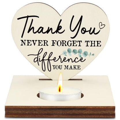 Christmas Thank You Friends Gifts, Never Forget The Difference You Make Quote, Appreciation Gift for Teachers Nurses Friends Bestie, Friendship Christmas Keepsake Candlestick Holders-LATZ05 - color: Wood Thank You