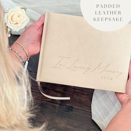 Funeral Guest Book 2026 Celebration Of Life Memorial Service - Custom Year - color: Sand Beige, size: 2026