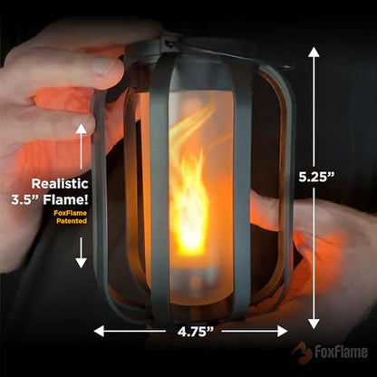 FoxFlame Modern Solar Lanterns Outdoor Waterproof, Patented Fire Effect - style: Modern Flame Lantern