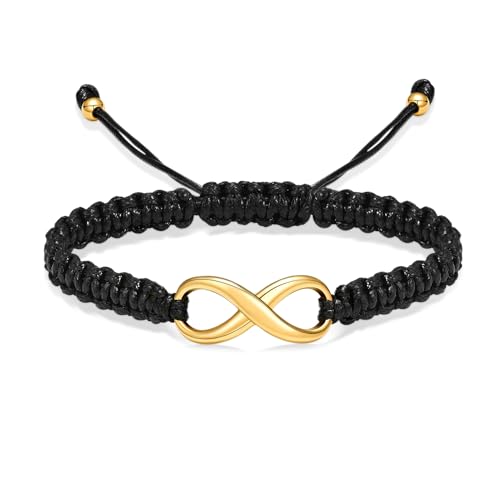 Minicremation Cremation Bracelet for Ashes Infinity Memorial Jewelry Urn Bracelet Braided Rope Adjustable Keepsake Bangle for Women Men - color: Gold