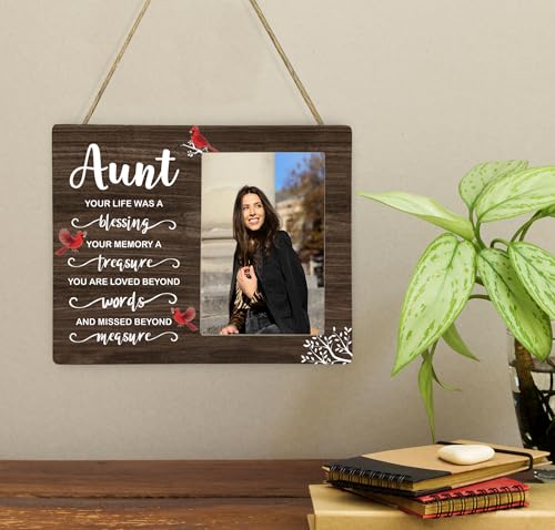 Aunt Memorial Wooden Picture Frame, In Loving Memory Remembrance Photo Frame Gifts for Aunt, Bereavement Sympathy Wooden Frame for Loss of Aunt, 4x6 inch Photo - style: Aunt Memorial