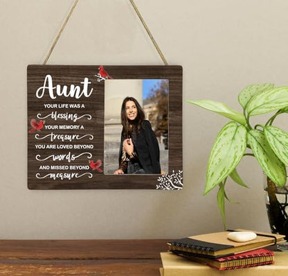 Aunt Memorial Wooden Picture Frame, In Loving Memory Remembrance Photo Frame Gifts for Aunt, Bereavement Sympathy Wooden Frame for Loss of Aunt, 4x6 inch Photo - style: Aunt Memorial