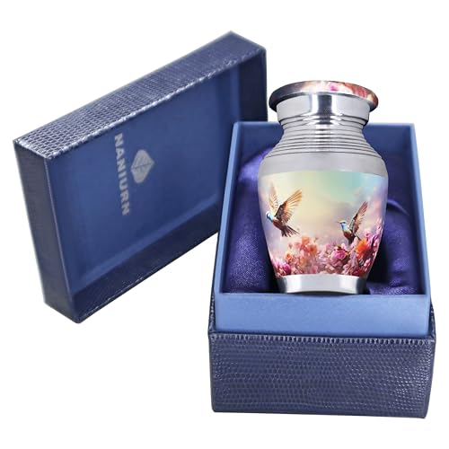 NANIURN Small Urns for Human Ashes, Pink Hummingbird Cremation Keepsake | Small Urn for Ashes for Women and Men, Keepsakes for Ashes of Loved Ones, Family Sharing, Cremated Remains or Home Memorial - color: Pink, size: Small / Keepsake