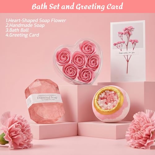 Get Well Soon Gift Baskets for Women,Self Care Gift Package Box, Birthday,Spa & Sympathy Care Package Gifts Set for Mom, Wife, Girlfriend, Sister & Friends - color: Pink