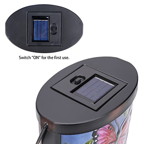 Butterfly Solar Lantern Outdoor Waterproof Hanging Glass Garden Light - color: Royal Blue