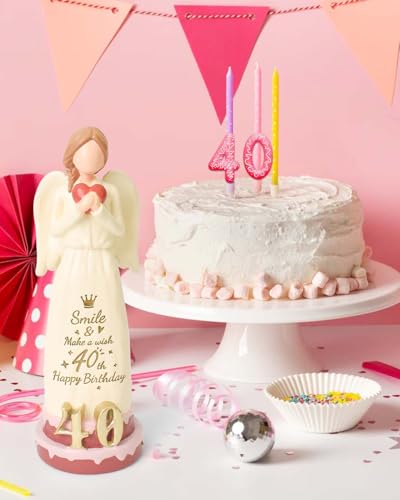 40th Birthday Gifts for Women, Happy 40th Birthday Decorations | Ideas Gifts for 40 Year Old Woman Mom Wife Friend Sister, Sculpted Hand-Painted Angel Figurine for Home Decor - style: 40th Birthday
