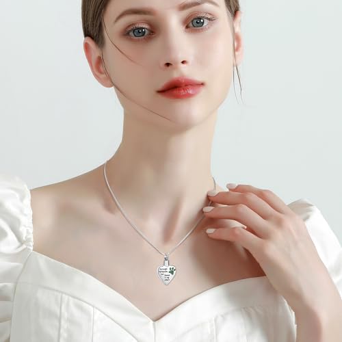 memorial jewelry Your Wings were Ready, But My Heart was Not Stainless Steel Carved Locket Cremation Urn Necklace for Pet Dog Cats - color: No Longer-Green
