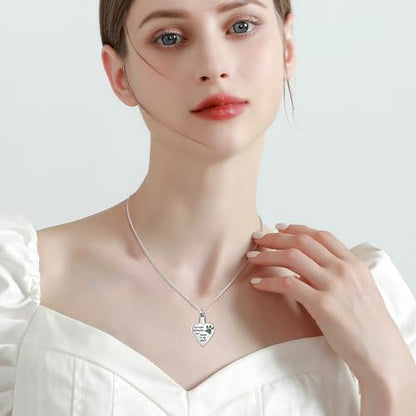 memorial jewelry Your Wings were Ready, But My Heart was Not Stainless Steel Carved Locket Cremation Urn Necklace for Pet Dog Cats - color: No Longer-Green