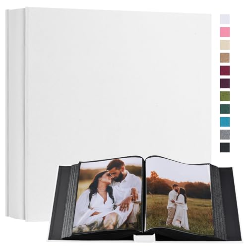 potricher Small 8x10 Photo Album, 160 Pockets, Linen Cover, White - color: White
