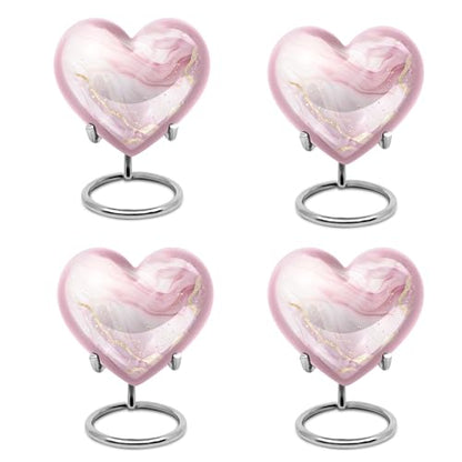 Blush Pink Heart Urn for Human Ashes - color: Blush Pink Heart, size: 3 Inch - Pack of 4