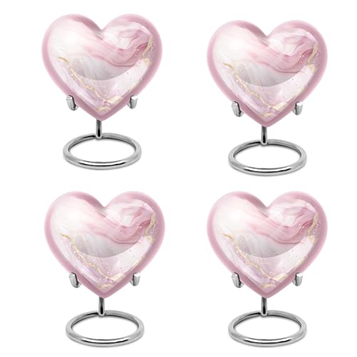 Blush Pink Heart Urn for Human Ashes - color: Blush Pink Heart, size: 3 Inch - Pack of 4