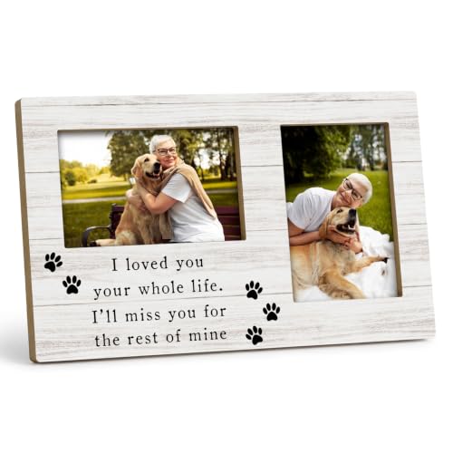 Dog Memorial Double Picture Frame 4x6, Memorial Pet Two Photo Frame - color: color-4