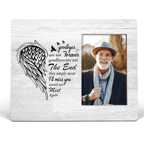 Lacama Memorial Picture Frame Sympathy Gifts for Loss Loved One - color: Meet Again-Angel Wings