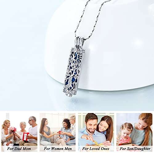Imrsanl Cylinder Cremation Urn Necklace for Ashes of Loved One - color: Tree-Blue