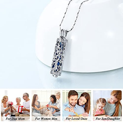 Imrsanl Cylinder Cremation Urn Necklace for Ashes of Loved One - color: Tree-Blue