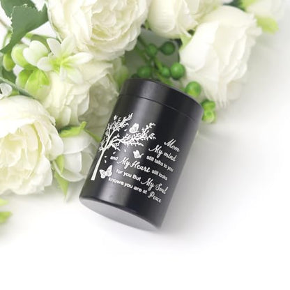 3 Inch Small Urn for Human Ashes Aluminum Mini Cremation Small Keepsake Box for Sharing Ashes Mini Urn-Mom - size: Black-Mom