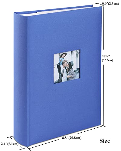 1DOT2 Photo Album for 4x6 Pictures with Writing Space, Blue | Holds 402 Photos,Linen Cover with Front Window, Acid-free Inner Pages, Ideal for Marriage Children Travel Family - color: Blue