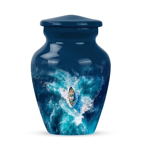 Sailing Ship Keepsake Urn 3 Inch - color: Ship Blue Urn-4, size: 3 Inch