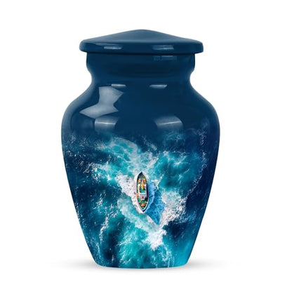 Sailing Ship Keepsake Urn 3 Inch - color: Ship Blue Urn-4, size: 3 Inch