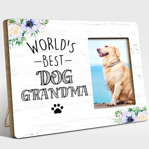 Dogs Grandma Gifts,Grandmother Birthday Gifts,Best Dog Grandma Gift,Grandmother Gift for Christmas Mother's Day,World's Best Dog Grandma Wood Picture Frame - style: world's best Dog