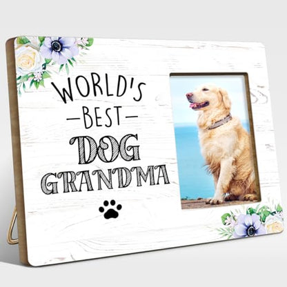 Dogs Grandma Gifts,Grandmother Birthday Gifts,Best Dog Grandma Gift,Grandmother Gift for Christmas Mother's Day,World's Best Dog Grandma Wood Picture Frame - style: world's best Dog