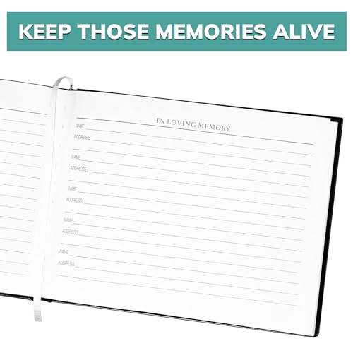 pbf 9x7 Funeral Guest Book with Photo Insert | 124-Page Funeral Book to Sign | Memorial Book for Celebration of Life | Memory Book, Sign in Book for Funeral Service, Registry Guest Book (Black) - style: Celebration of Life