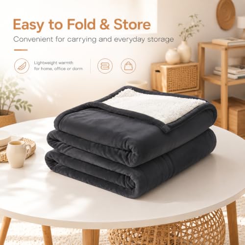 Electric Heated Blanket,Flannel and Sherpa,Full 72x84in,Iron Gray,Gift - color: B-iron Gray, size: 72x84inches-Full