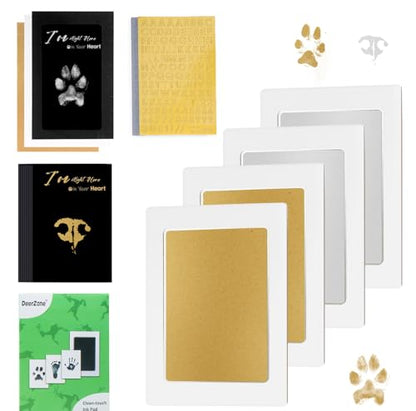 DeerZone Inkless Paw Print Kit,Dog Paw Print Kit,Dog Nose Print Kit - color: Gold/Silver, size: Medium-Large 4 Pack
