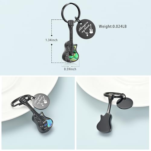 Imrsanl Guitar Urn Necklace Cremation Jewelry for Ashes | Ashes Holder Pendant, Funeral Keepsake, Memorial Gifts of Loss Loved Ones, For Women Men Guitarist - color: Keychain-Black