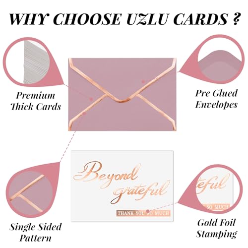 200 Pcs Beyond Grateful Thank You Cards with Envelopes Bulk Rose Gold Thank you Notes with Gold Foil Letterpress 4x6 Inches Blank Note Cards for Wedding Girl Birthday Baby Shower Graduation - color: Rose Gold