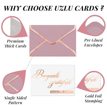 200 Pcs Beyond Grateful Thank You Cards with Envelopes Bulk Rose Gold Thank you Notes with Gold Foil Letterpress 4x6 Inches Blank Note Cards for Wedding Girl Birthday Baby Shower Graduation - color: Rose Gold