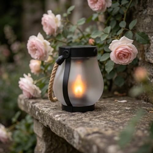 FoxFlame Schoolhouse Solar Lanterns Outdoor Waterproof,Patented Fire Effect - style: Schoolhouse Lantern