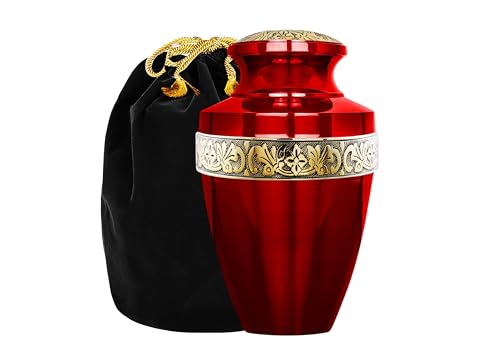 Grecian Cremation Urns for Human Ashes - Decorative Urn, Urn for Human Ashes Female & Male,Urns for Ashe Men & Women,Funeral Urn (RED, Large) - color: Red