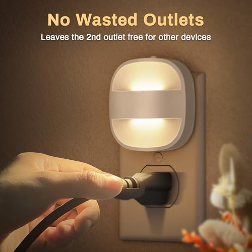 Night Lights Plug Into Wall,4 Pack Foldable Night Light | Portable Dimmable Mini Nightlight with Dusk to Dawn Sensor,3000K Ideal Travel Night light for Bedroom Stairs Hallway - color: Warm
