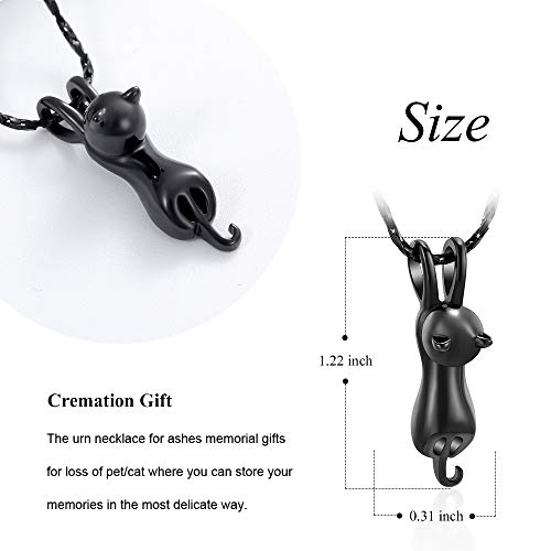 Imrsanl Pet Cremation Jewelry for Ashes Cat Urn Necklace - color: 2pcs-Silver/Black