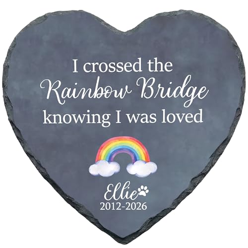 Personalized Pet Memorial Stone, I Crossed the Rainbow Bridge Heart Plaque, Pet Loss Gift for Dogs or Cats Gift (S-18) - color: S-18