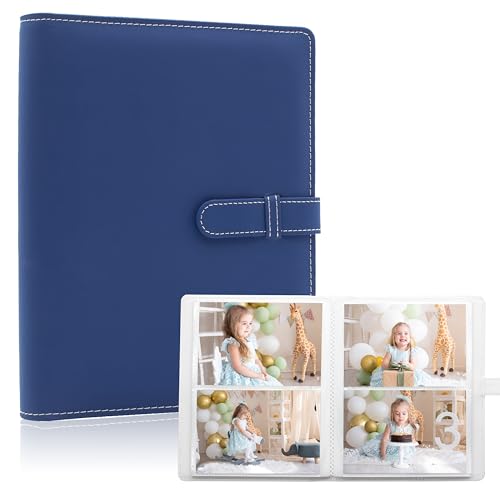Photo Albums 4x6 Pictures – 152 Pockets Vegan Leather Cover Memory Album Book, Suitable for Family Wedding Boys Girls and Babies Storage (Dark Blue) - color: Dark Blue