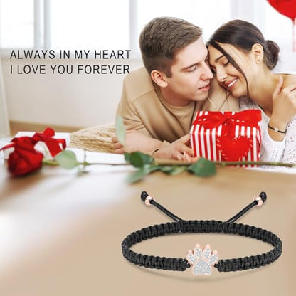 Oinsi Pet Cremation Jewelry for Ashes Dog Cat Paw Urn Bracelet for Women Men Bangle Keepsake Memorial Urn Pendant Adjustable Rope Bracelet-Customized - color: A-Customized