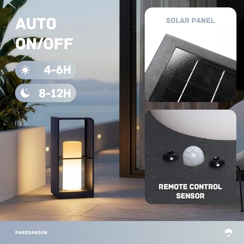 Outdoor Solar Lanterns Waterproof IP65, LED Outdoor Floor Lamp | Smart Dimmable Floor Lamps with Remote Brightness & Timer Control, Solar Powered Outside Lantern Dusk to Dawn for Patio - size: Medium-16.93"H